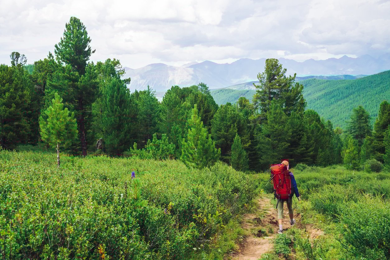 Woman backpacking in Oregon.