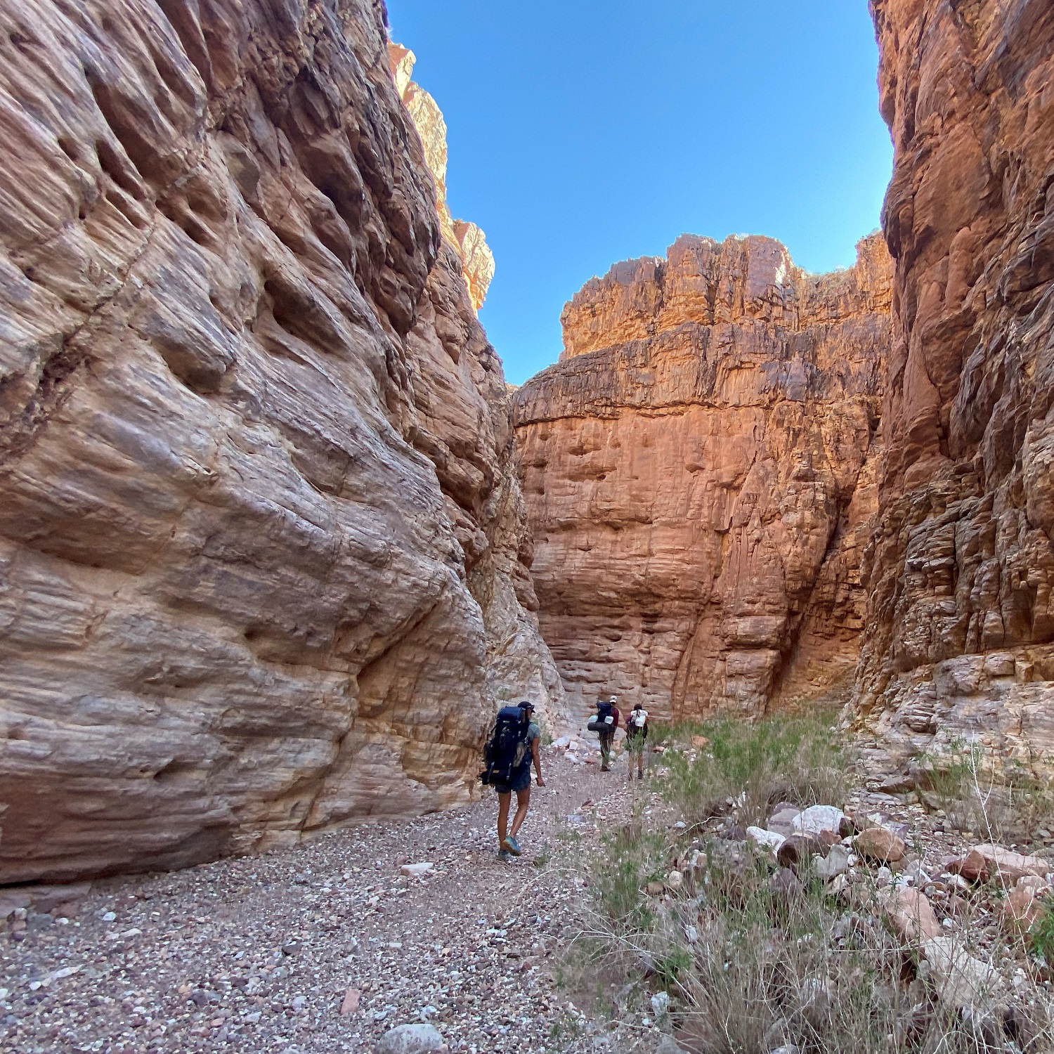Backpacking through the Grand Canyon.