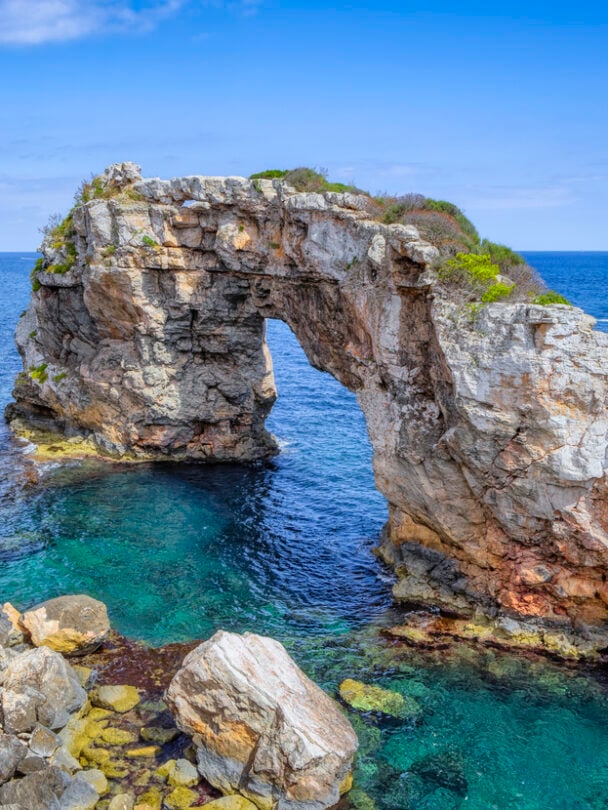 One rock climber in Mallorca