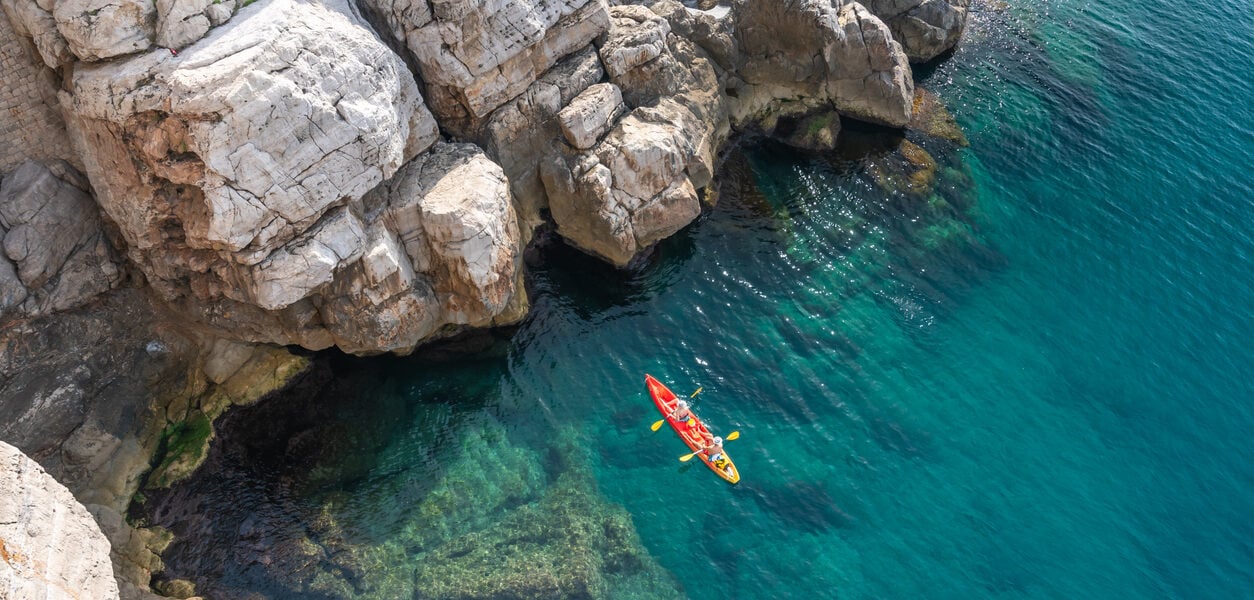 Guided family kayak and multisport tour in Dubrovnik islands.