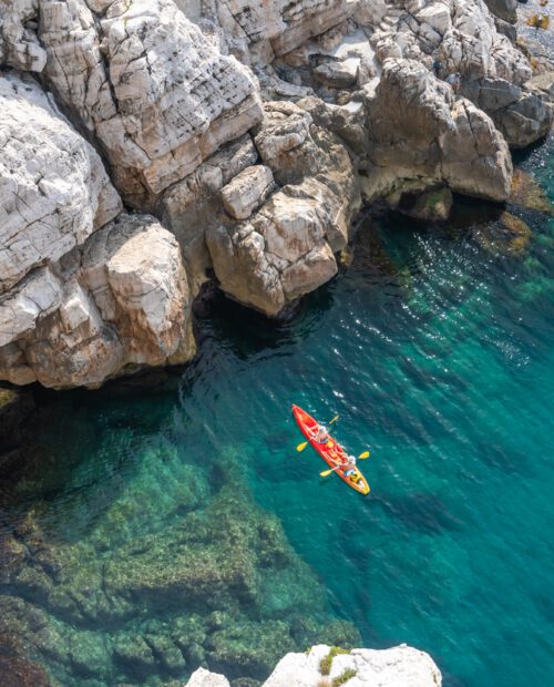 Guided family kayak and multisport tour in Dubrovnik islands.