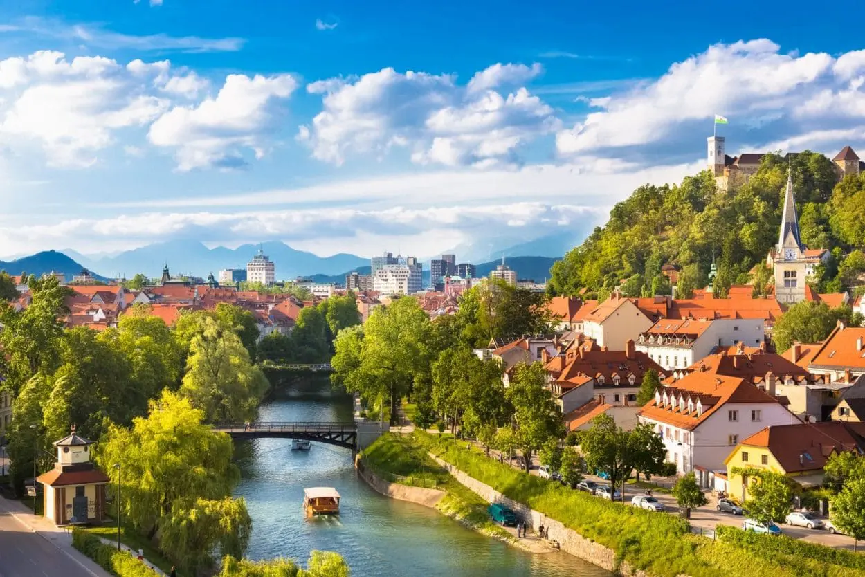 A city vista of Ljubljana, the capital of Slovenia.