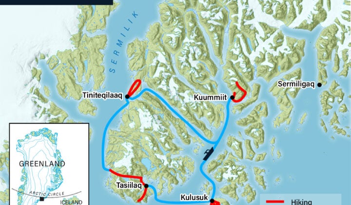 Map of East Greenland tour