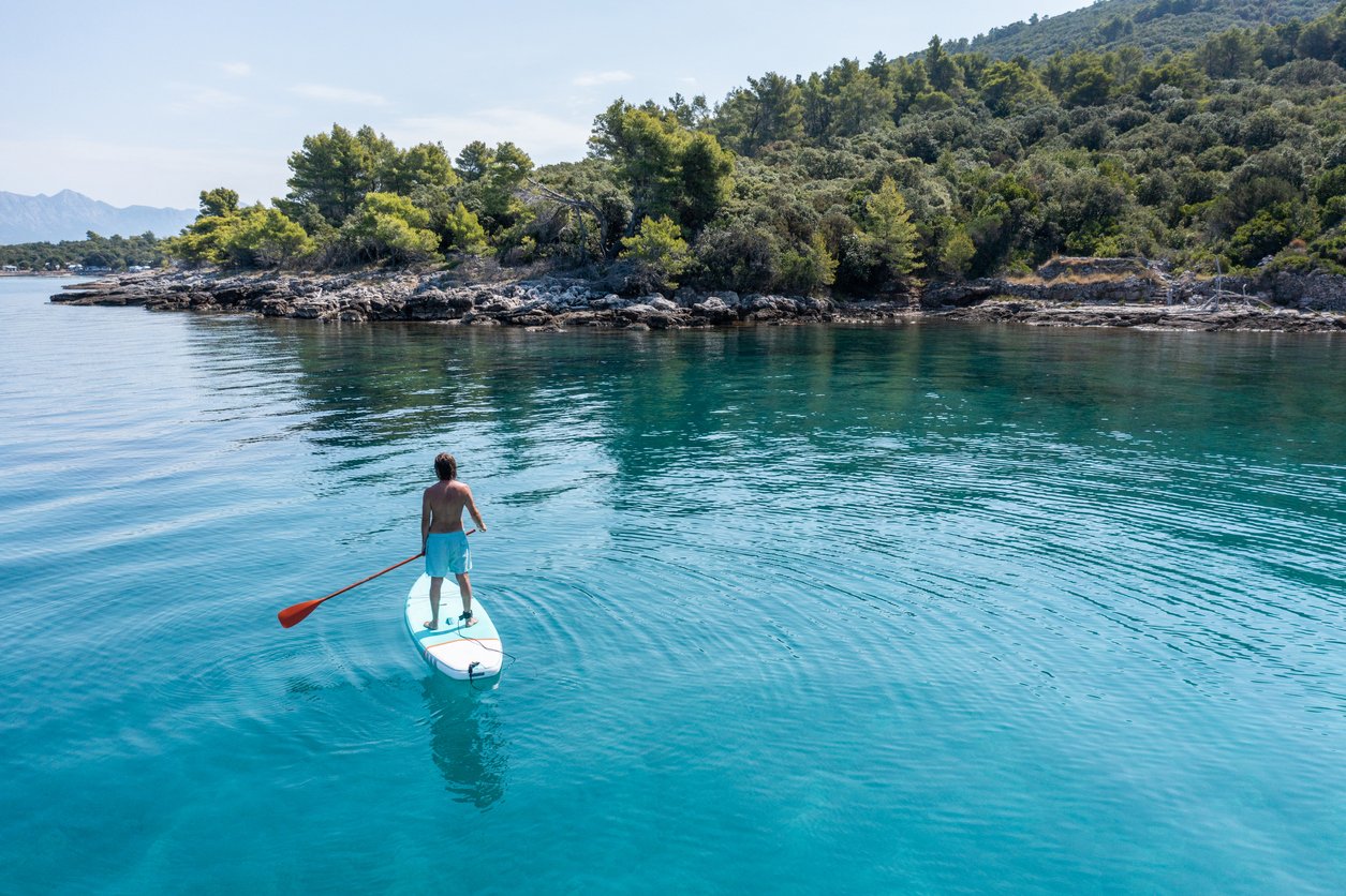 Paddleboarding in the Elaphite Islands, Dubrovnik.