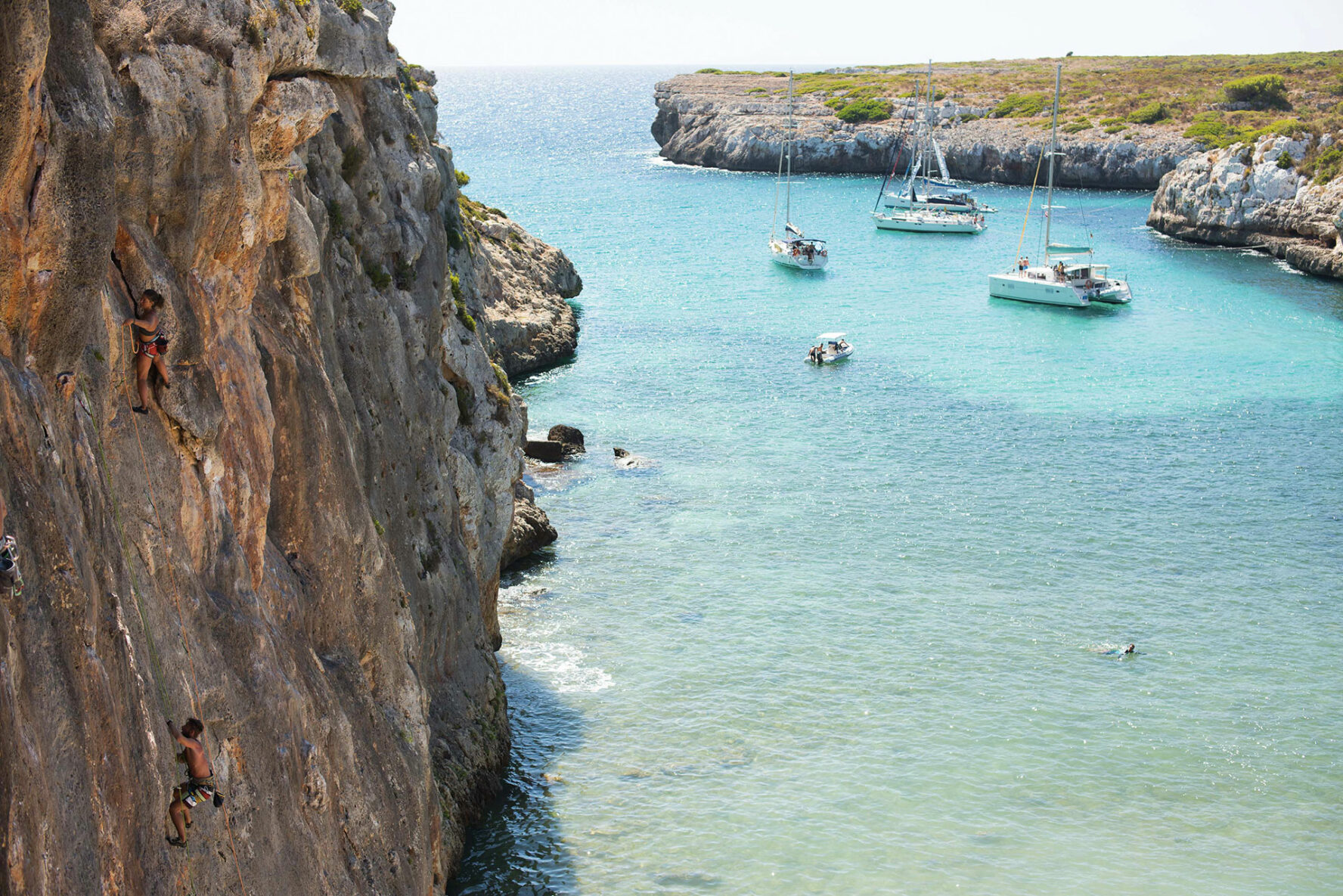 Sailboats in Mallorca in a bay