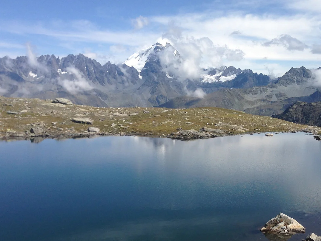 A view of a lake along the Tour des Combins on the border of Switzerland and Italy.