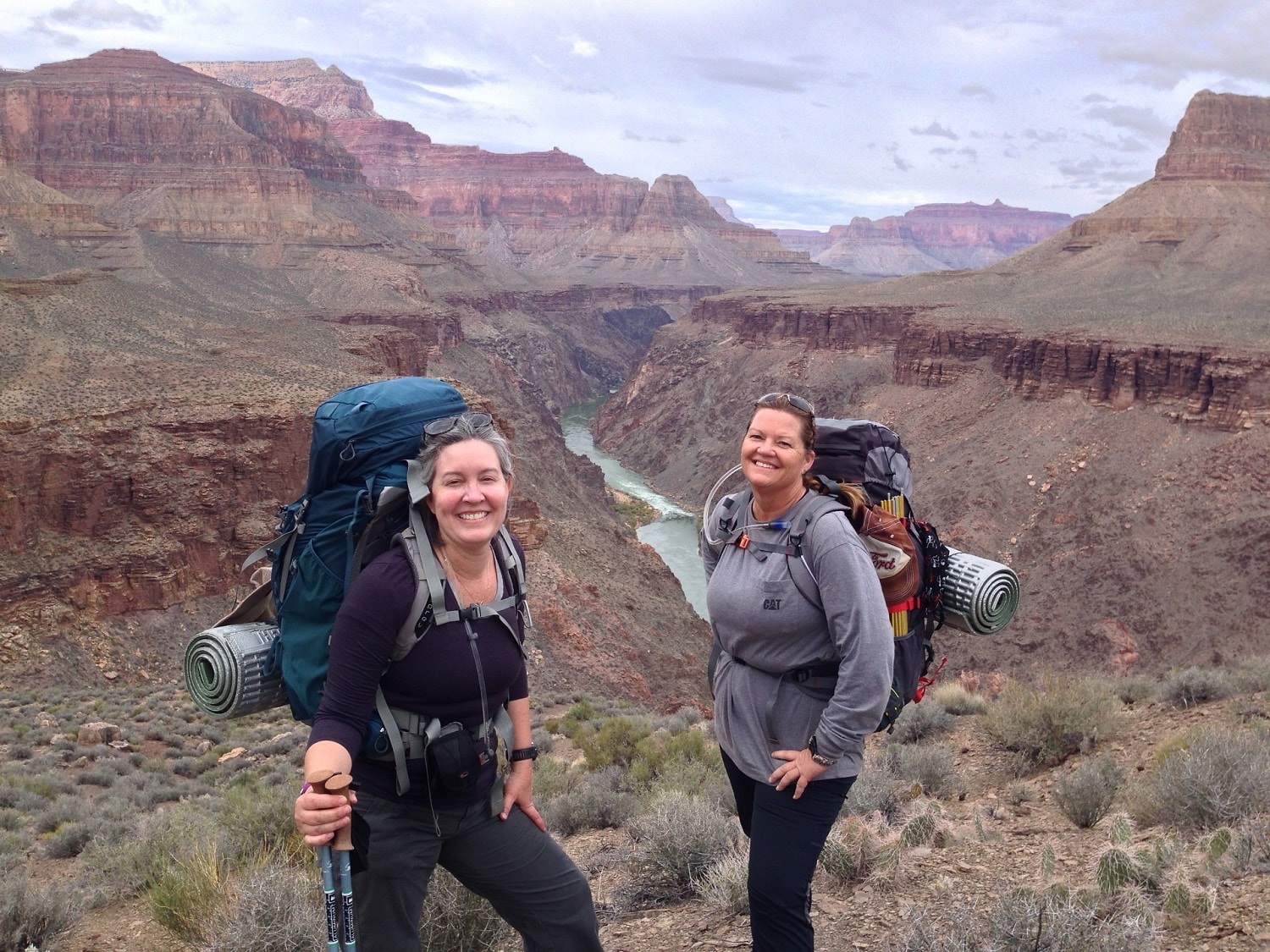 Two hikers in the Grand Canyon.