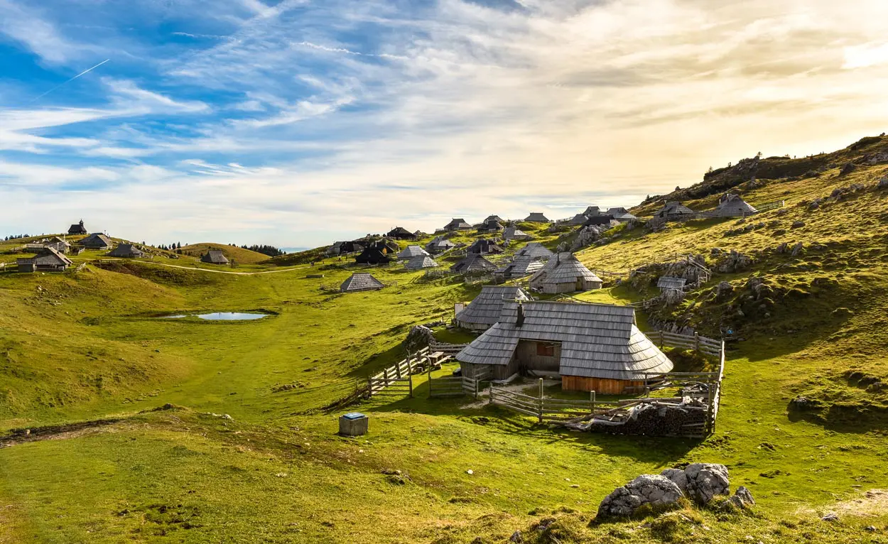 The scenery in a village near Velika Planina, Slovenia.