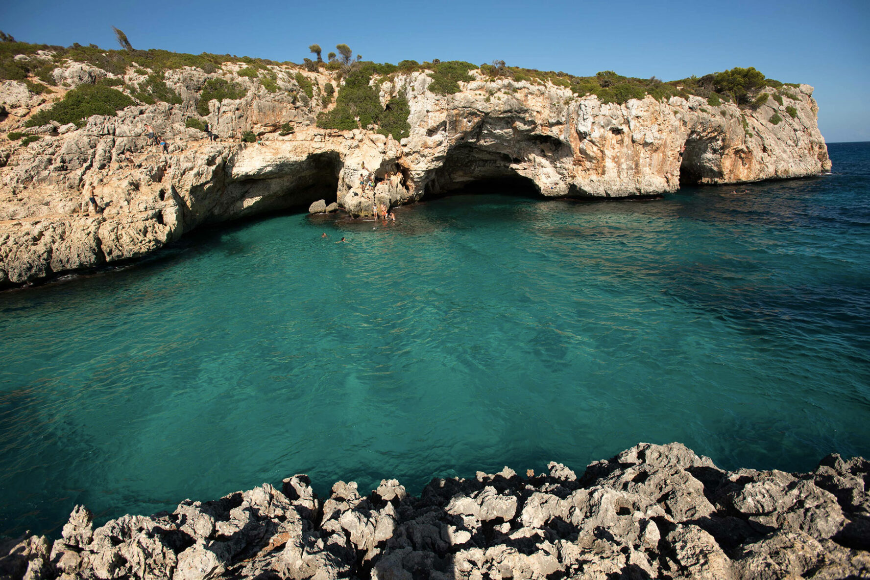 View of overhanging walls and arches in Mallorca