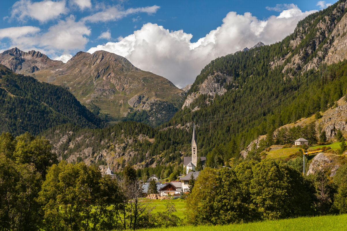 Zernez Village in the Alps, Switzerland