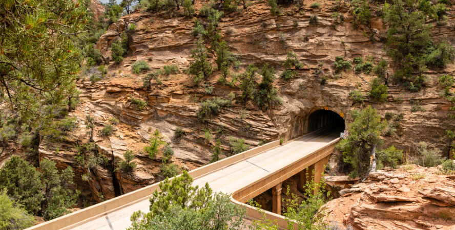 Entrance to the Zion-Mount Carmel Tunnel in Zion National Park