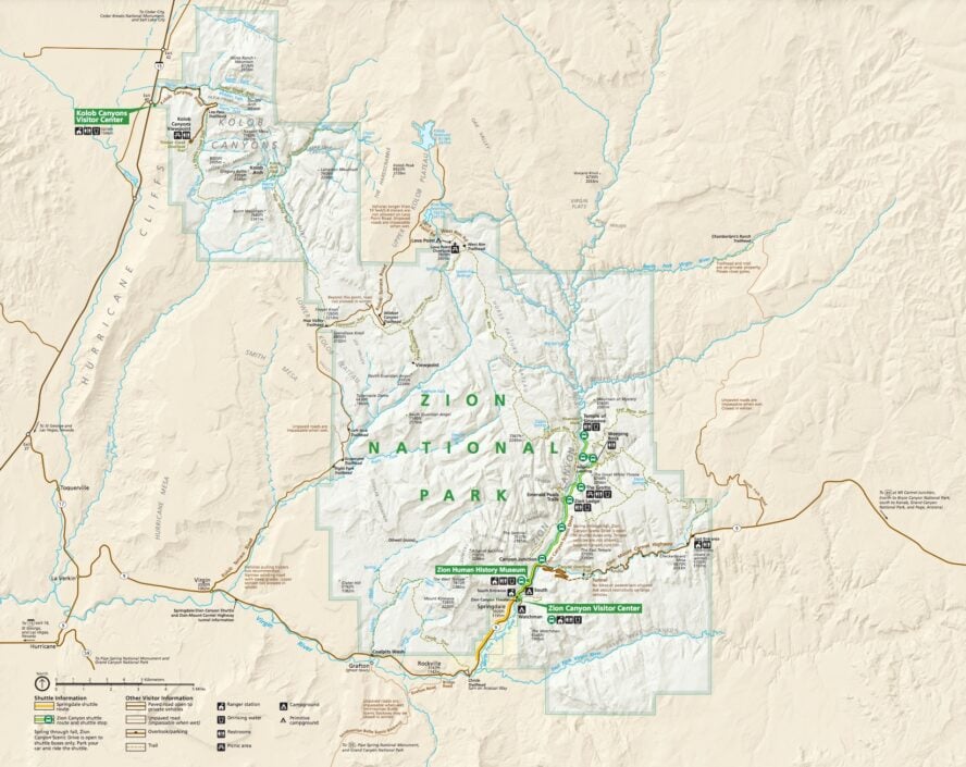 Map of National park trail, Zion