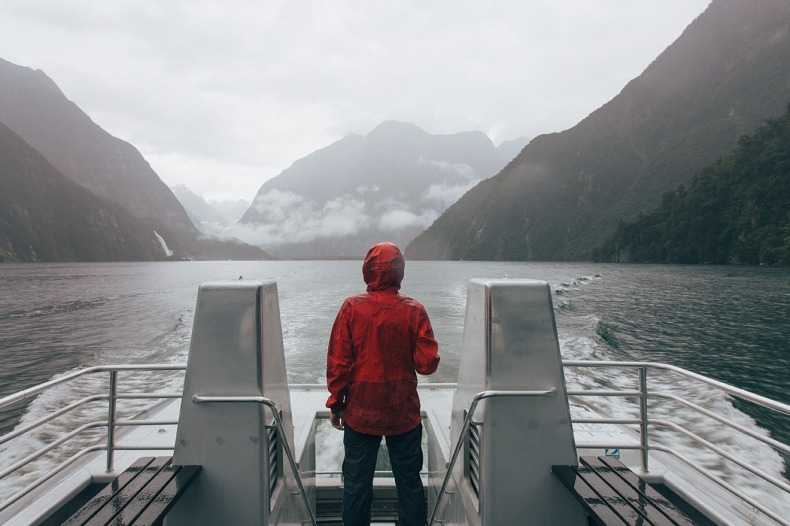View from the boat sailing in the Milford Sound. 