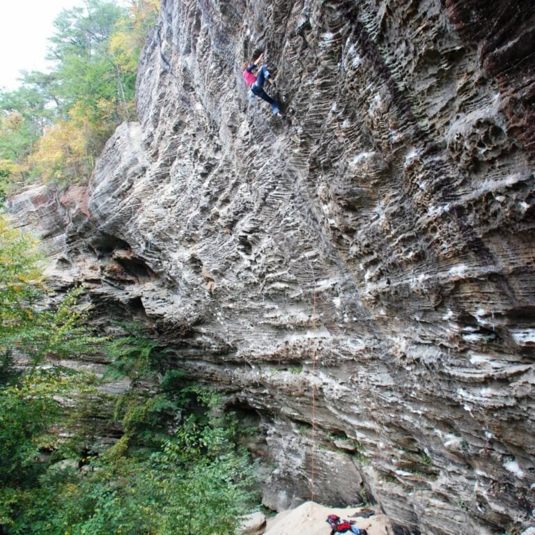 Climbers climbing the motherlode at the red