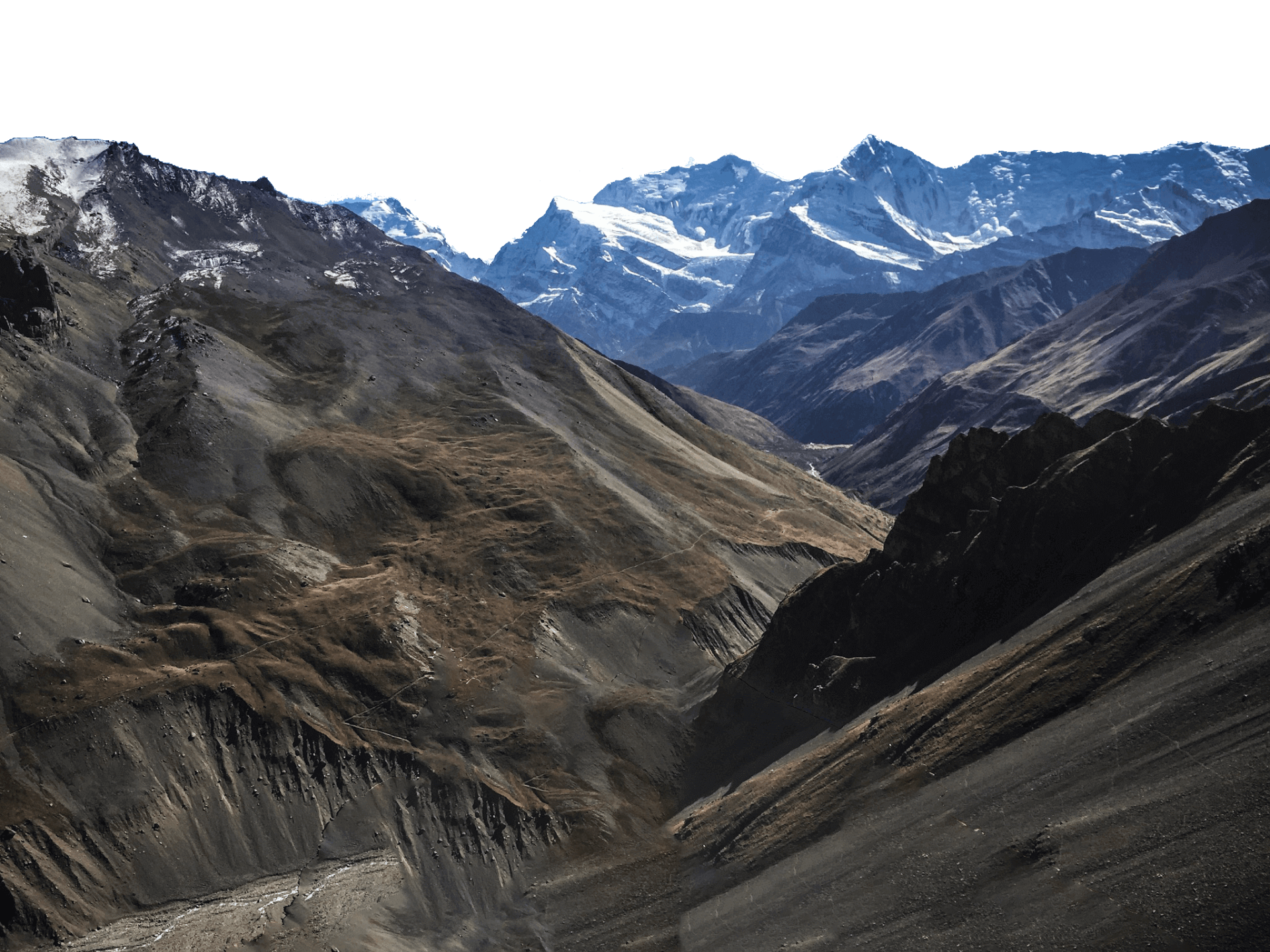 A hiker overlooking the Annapurna valley.