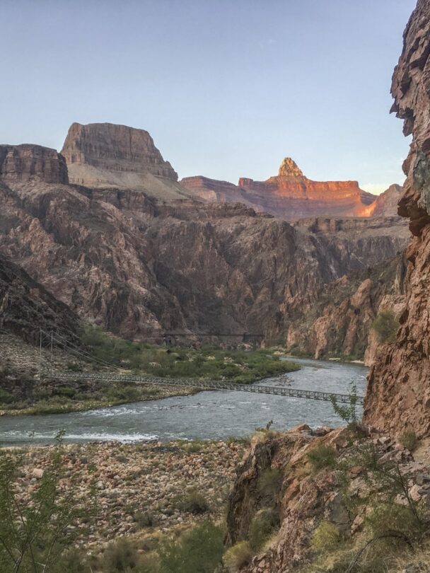 Hiker on the rim of Grand Canyon