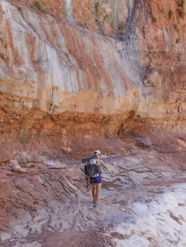 Hiker on the rim of Grand Canyon