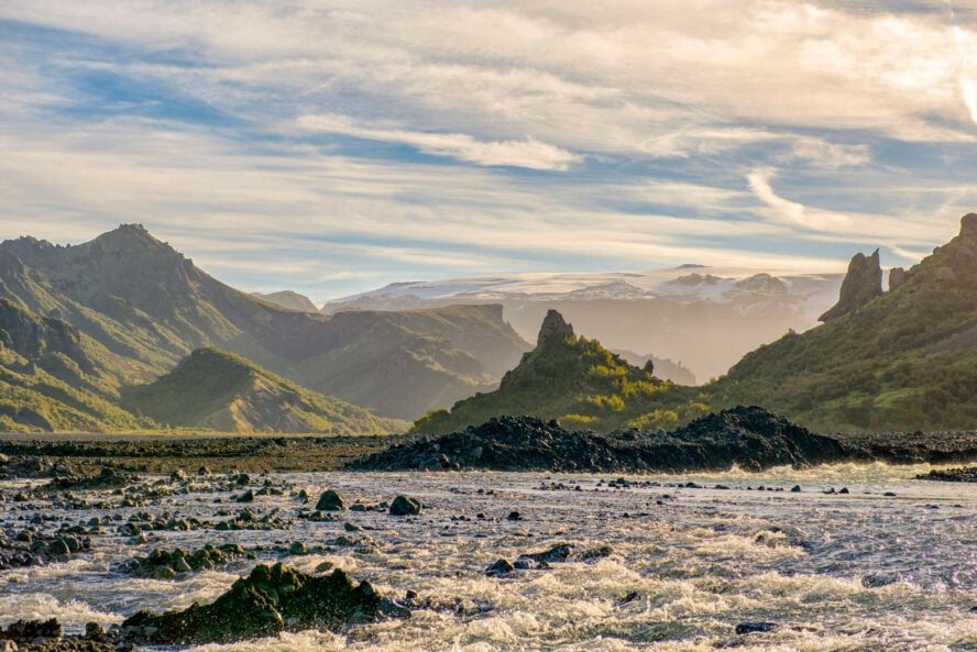 Krossa river in Thórsmörk valley.