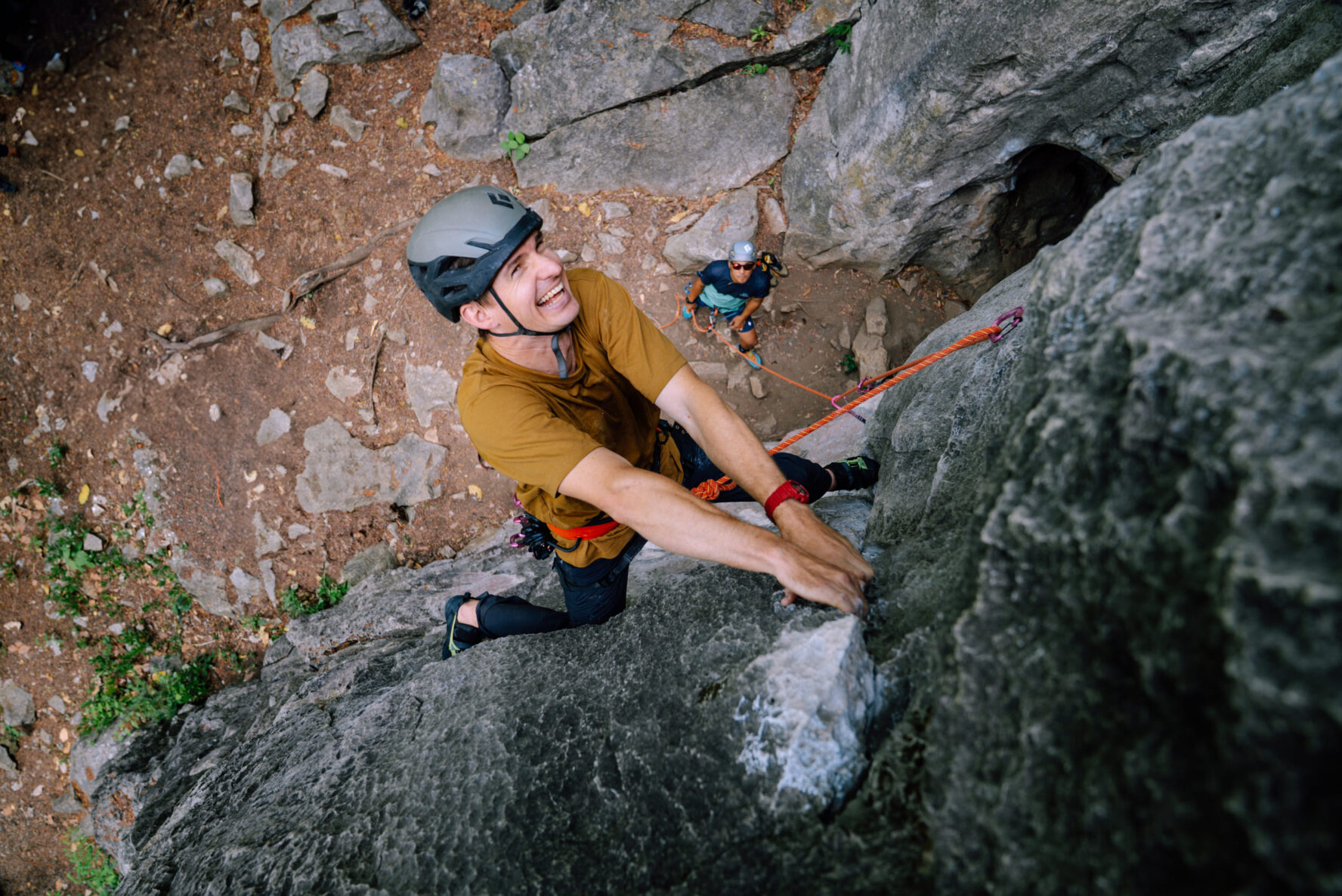 One climber on crag in Chiang Mai