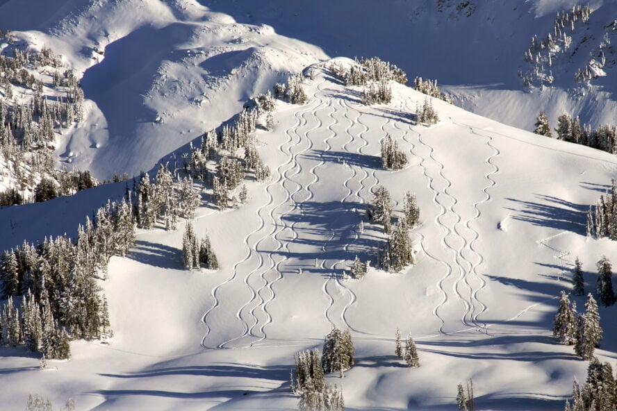 Backcountry skiers in Grand Teton National Park.