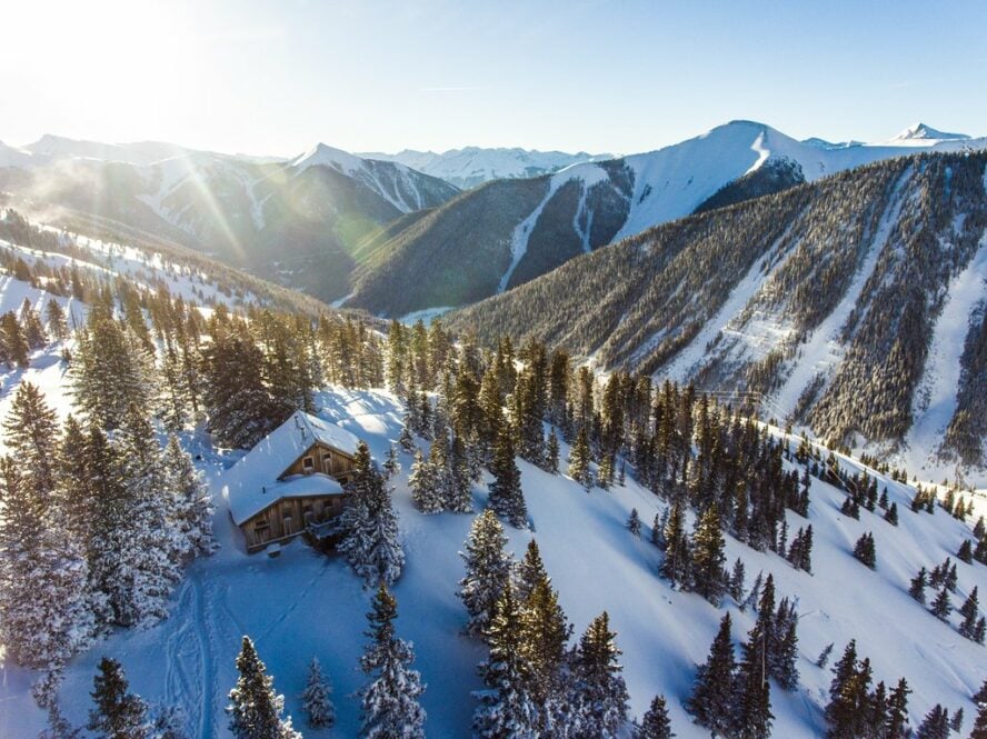 Bird’s eye view of the OPUS Hut looking east towards Silverton.