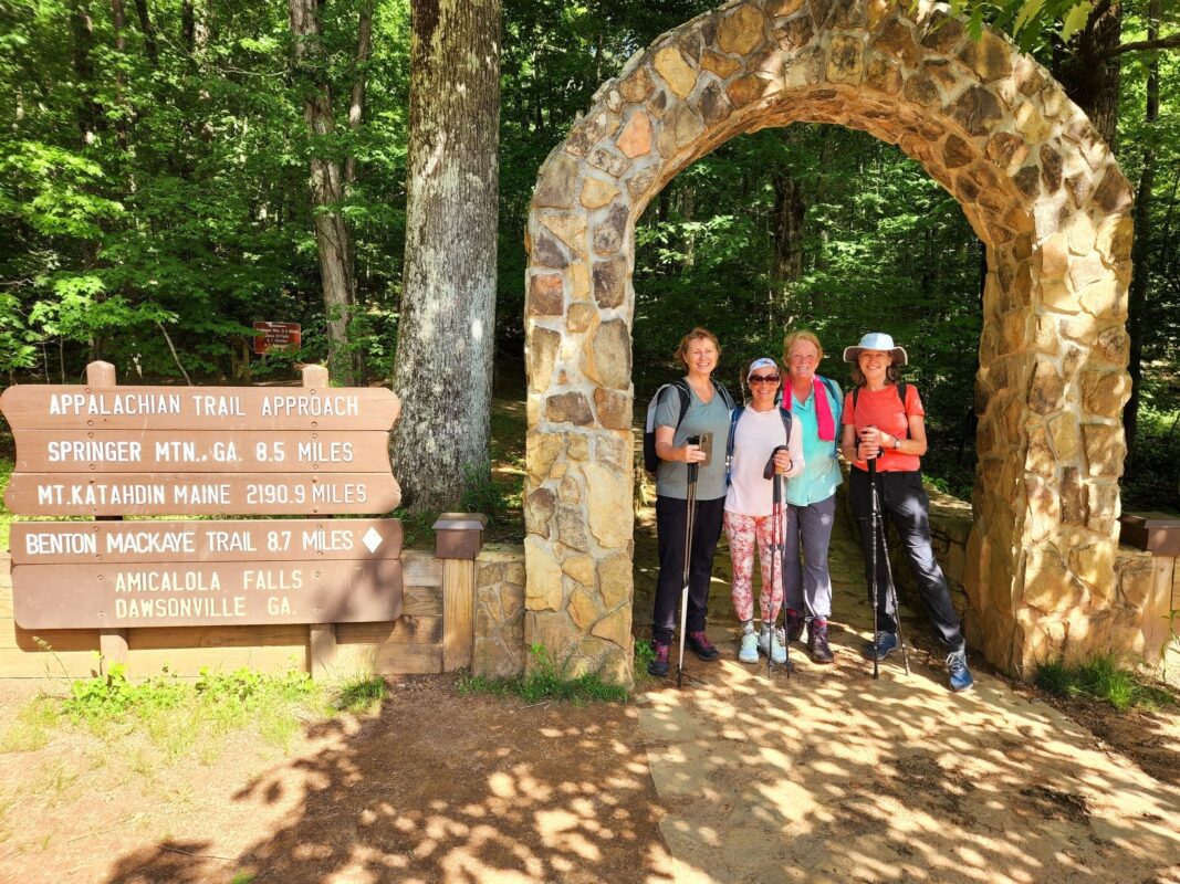 Hikers on the beginning of the Appalachian Trail