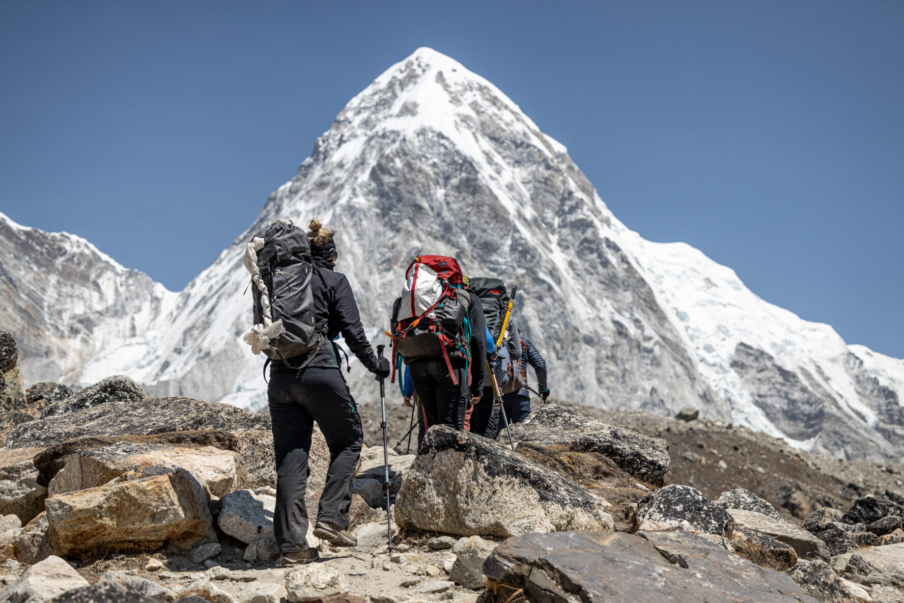 Hikers nearing the Everest Base Camp