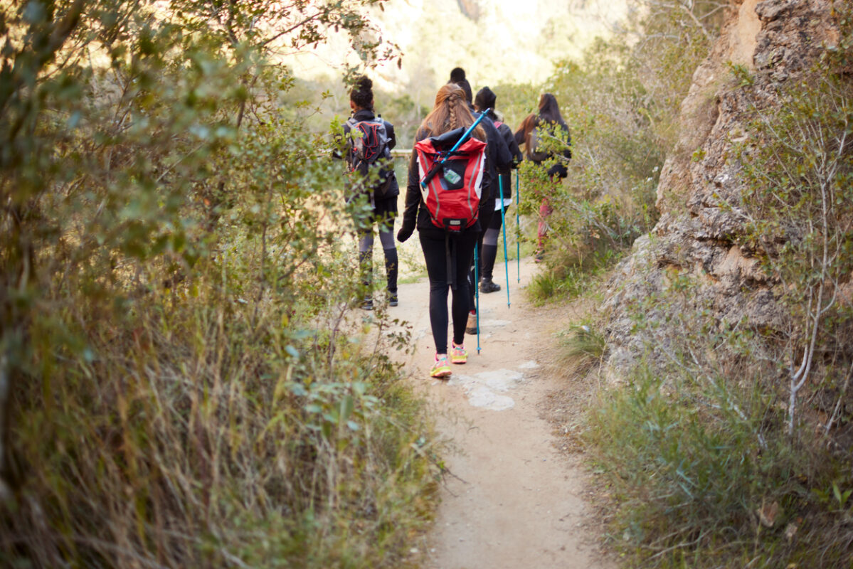 Hikers on a path in the Alpujarras region near the village of Yegen.