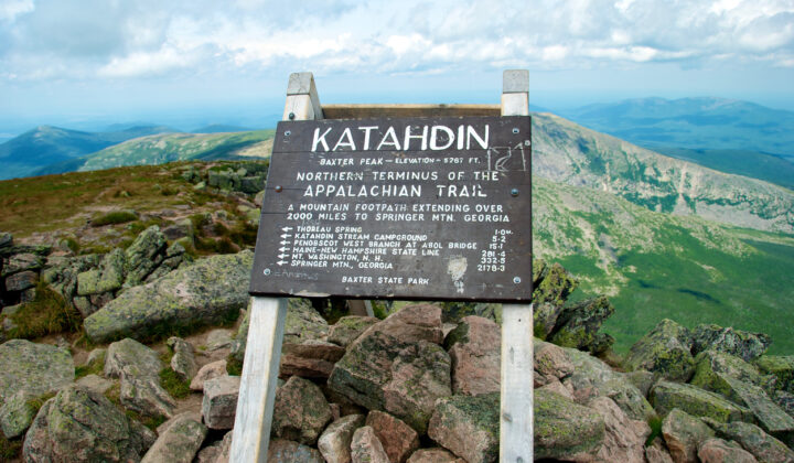 Mt. Katahdin sign at the top