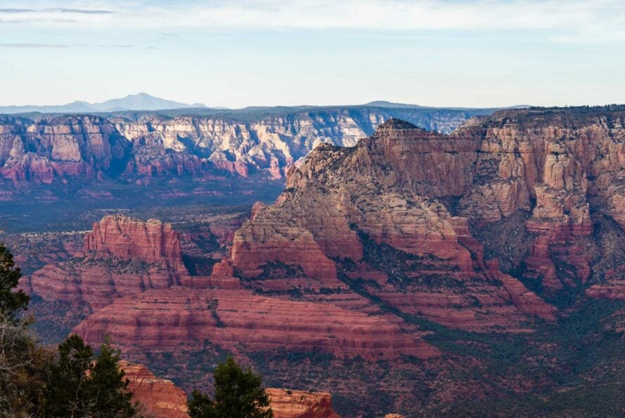 Colorful layers of sandstone rocks in Sedona, Arizona