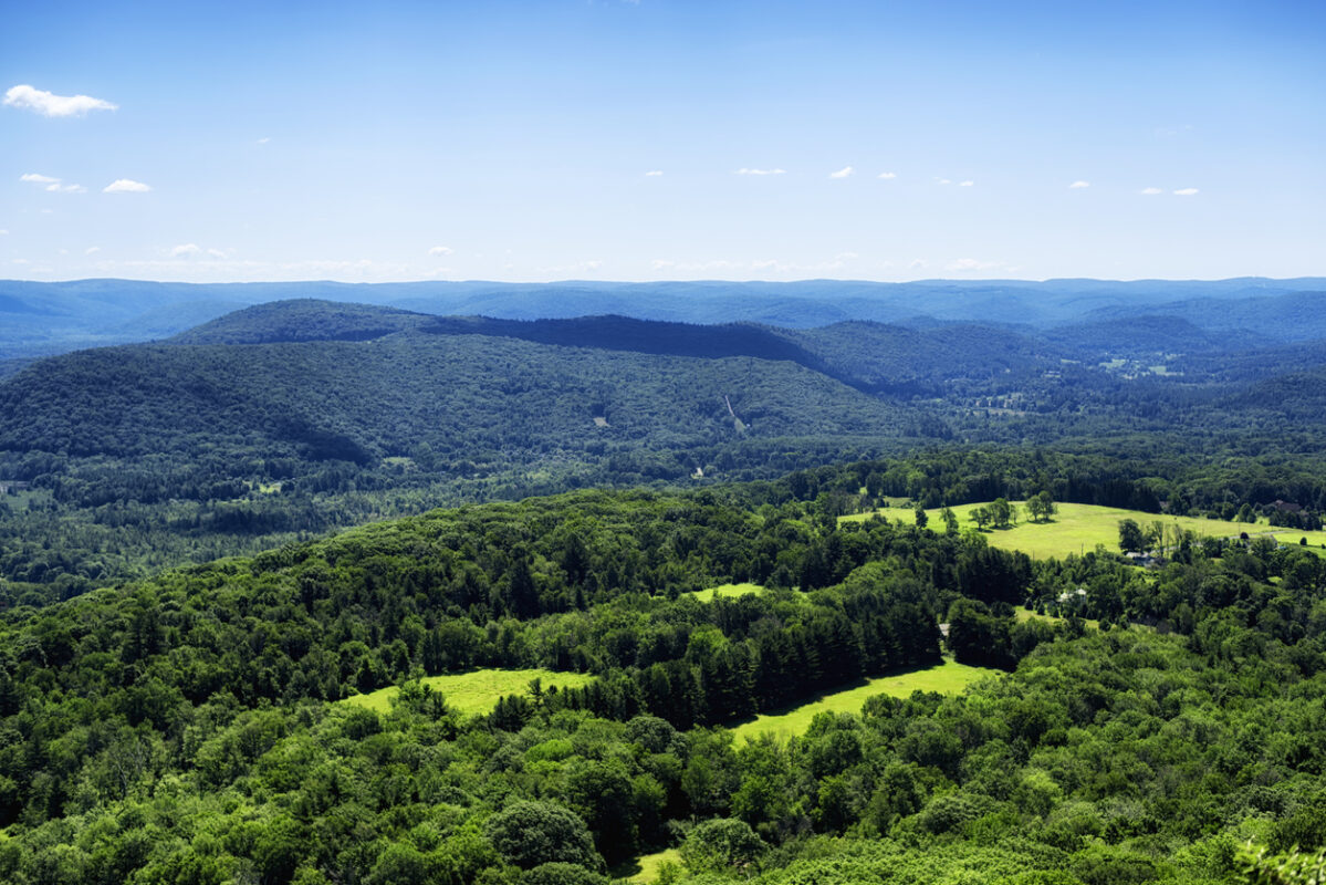 Woods, hills, and pastures in Connecticut on the Appalachian Trail