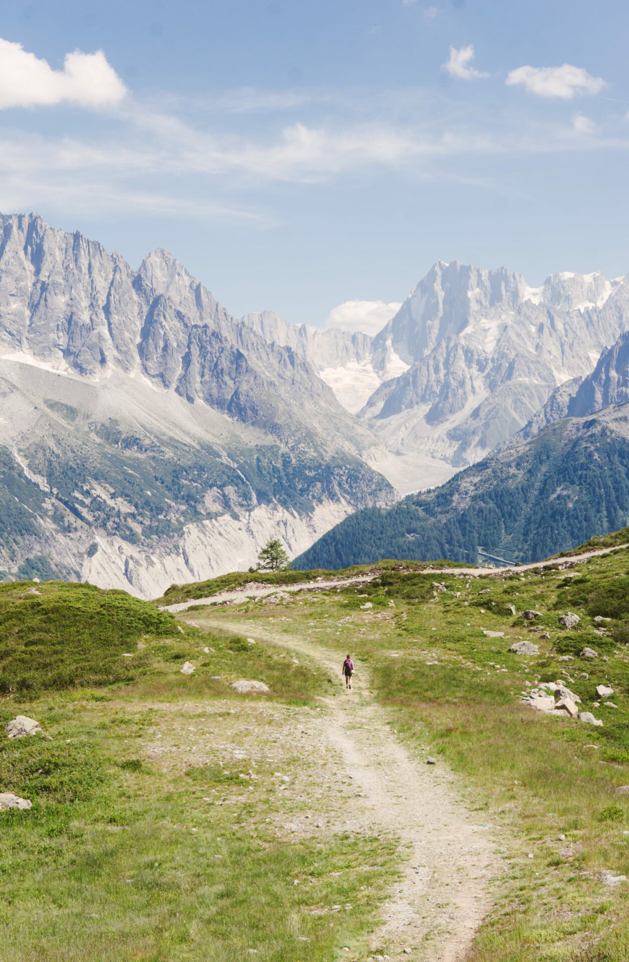 One hiker in Mont Blanc