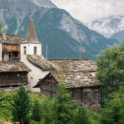 Traditional village house in the Swiss Alps