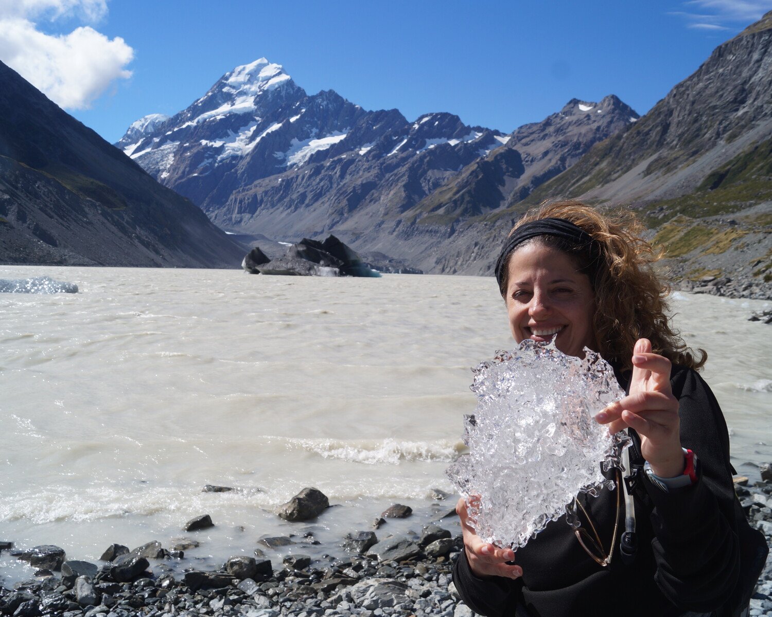 Hiker in the Hooker Valley