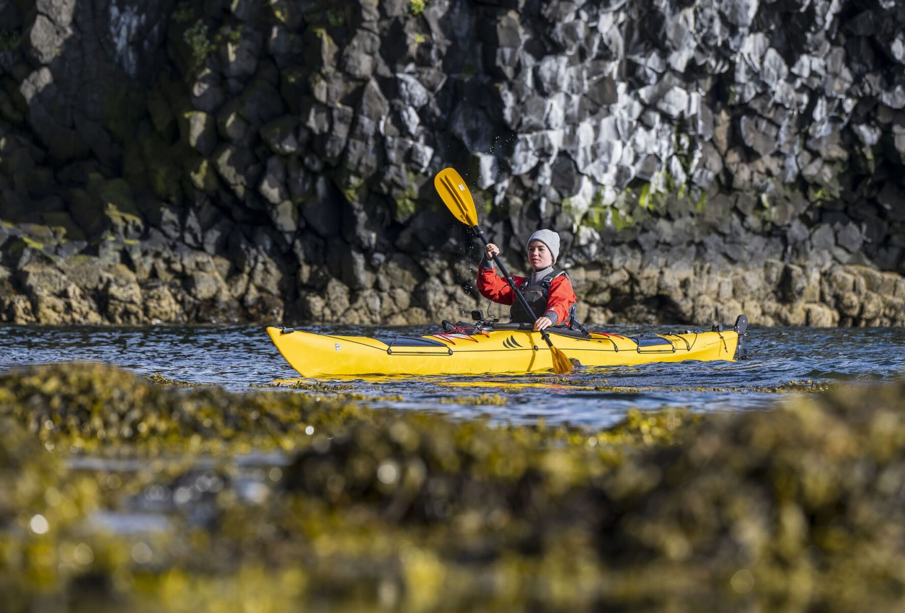 Iceland kayak rowing