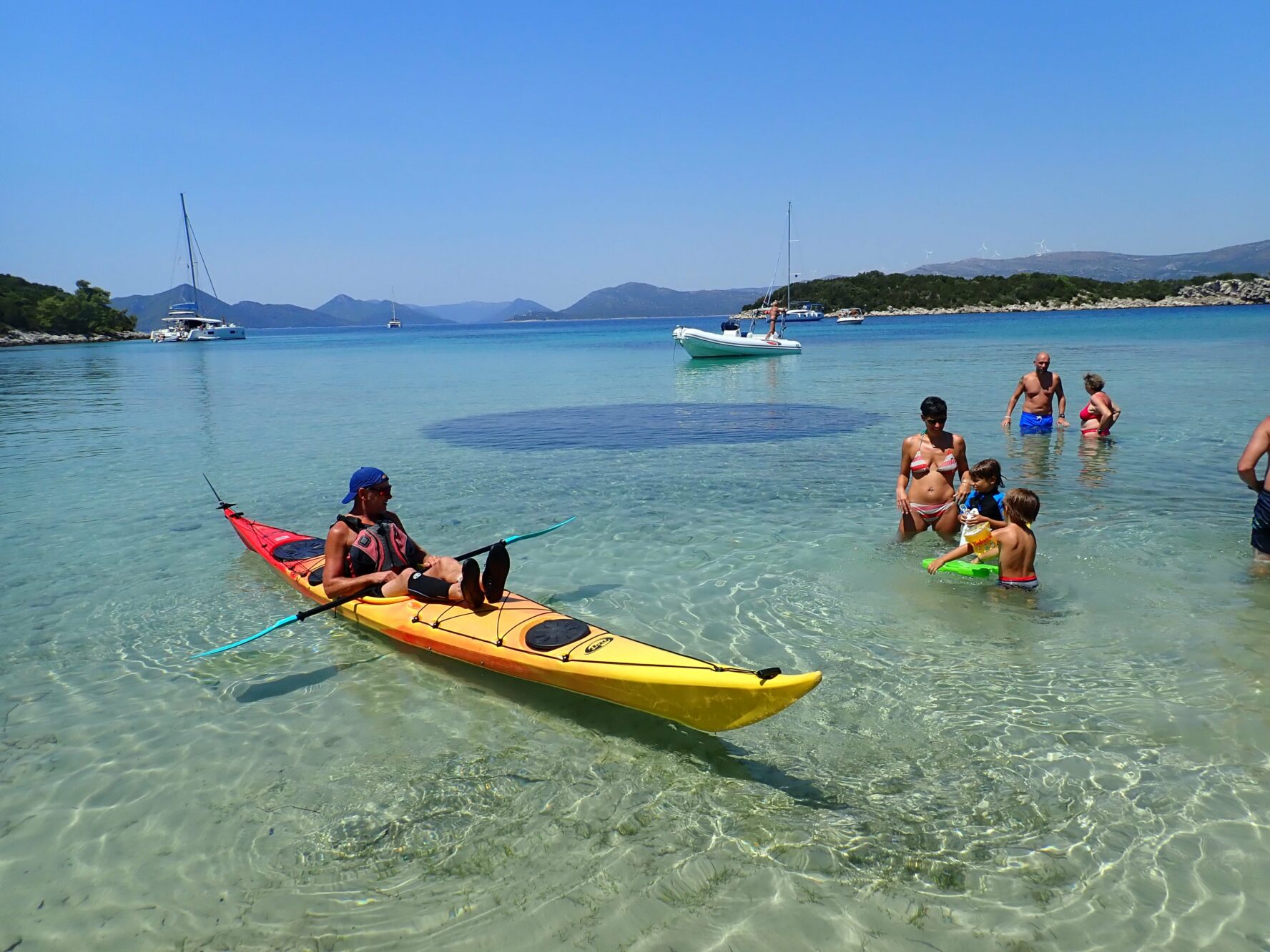 Kayaking in Lopud in the Adriatic Sea, Croatia