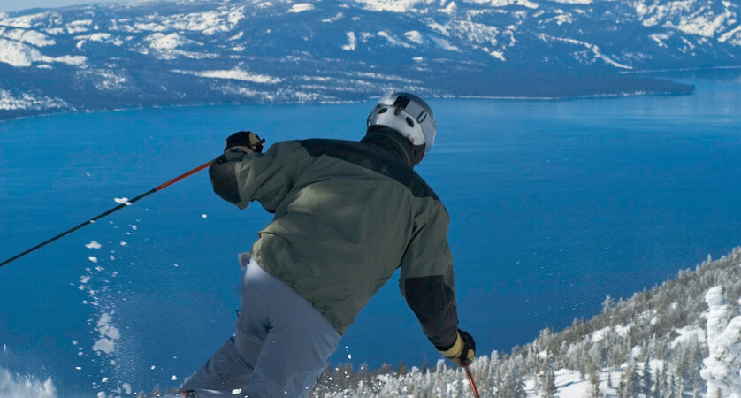 View of Lake Tahoe from a ski trail