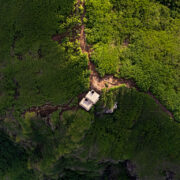 Aerial view of Kaiwa Ridge on the Lanikai Pillbox Trail on Oahu