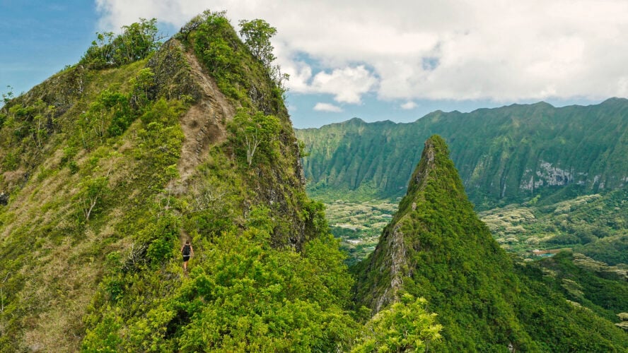 Three peaks of the Olomana Trail in Hawaii