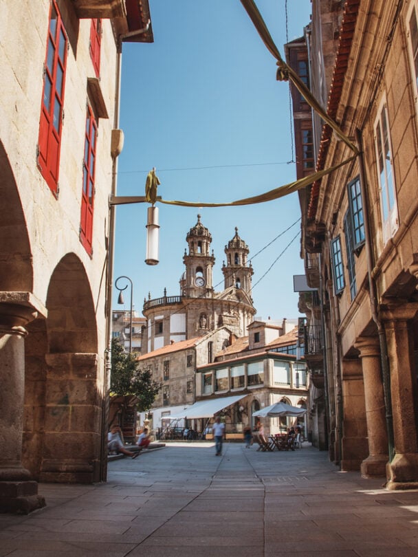 Hiking group along Camino de Santiago