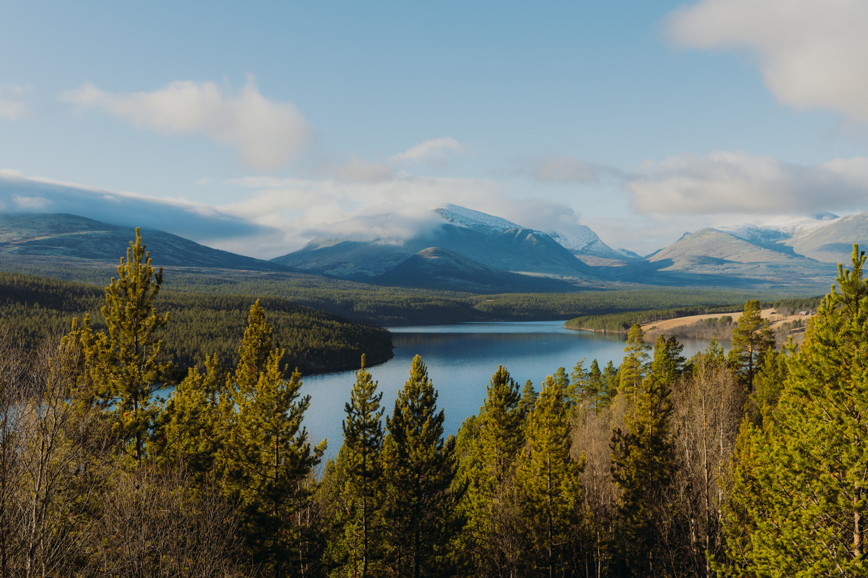 View from Rondane National Park in Norway, seen from the top of the Ruten Peak.