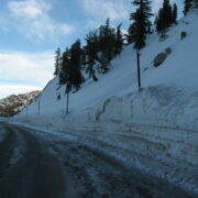 Snowpack along State Route 431, the access point to the backcountry skiing at Mount Rose Wilderness