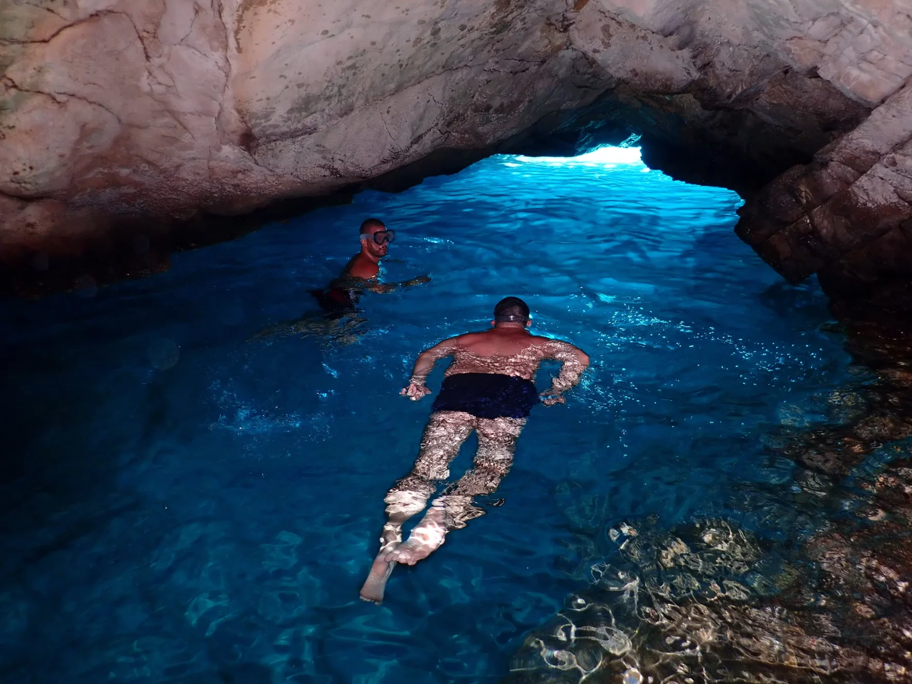 Swimming and snorkeling in a cave in Croatia