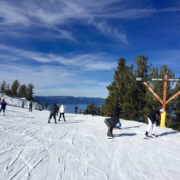 Group of skiers at a Lake Tahoe resort