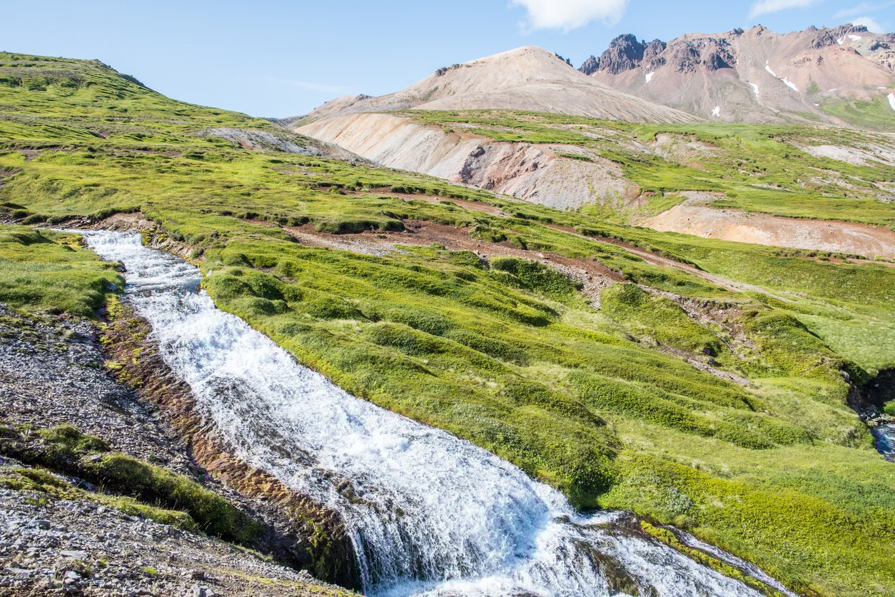 Víknaslóðir hike and a stream