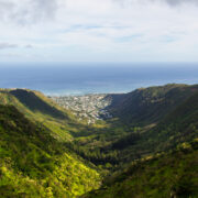 View of Honolulu from the top of the Wiliwilinui Trail in Hawaii