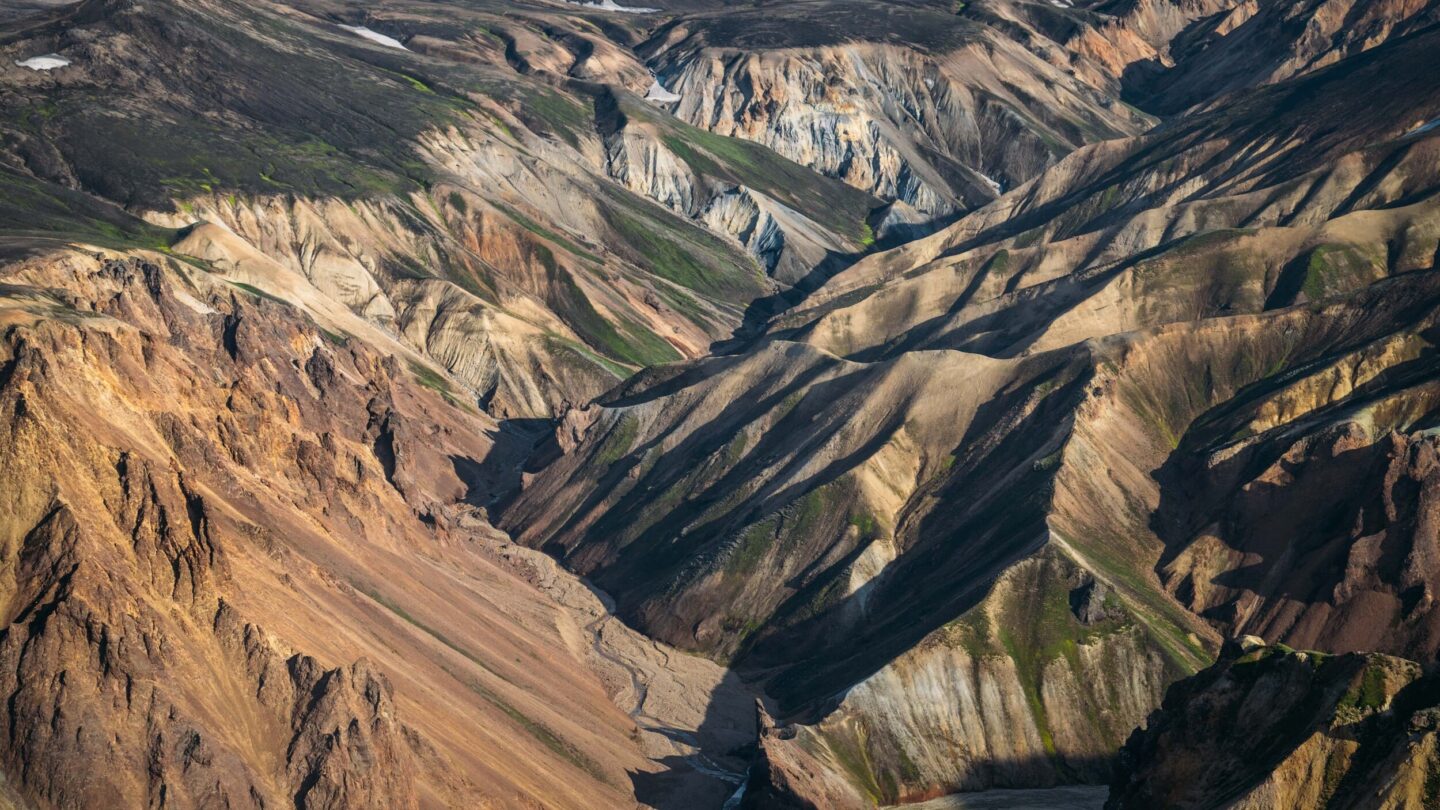 Beautiful Landmannalaugar area from air