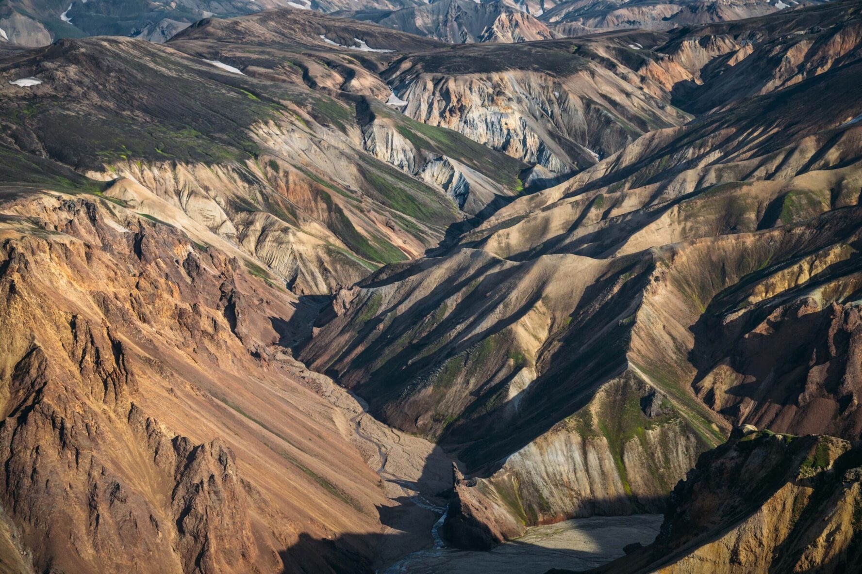 Beautiful Landmannalaugar area from air