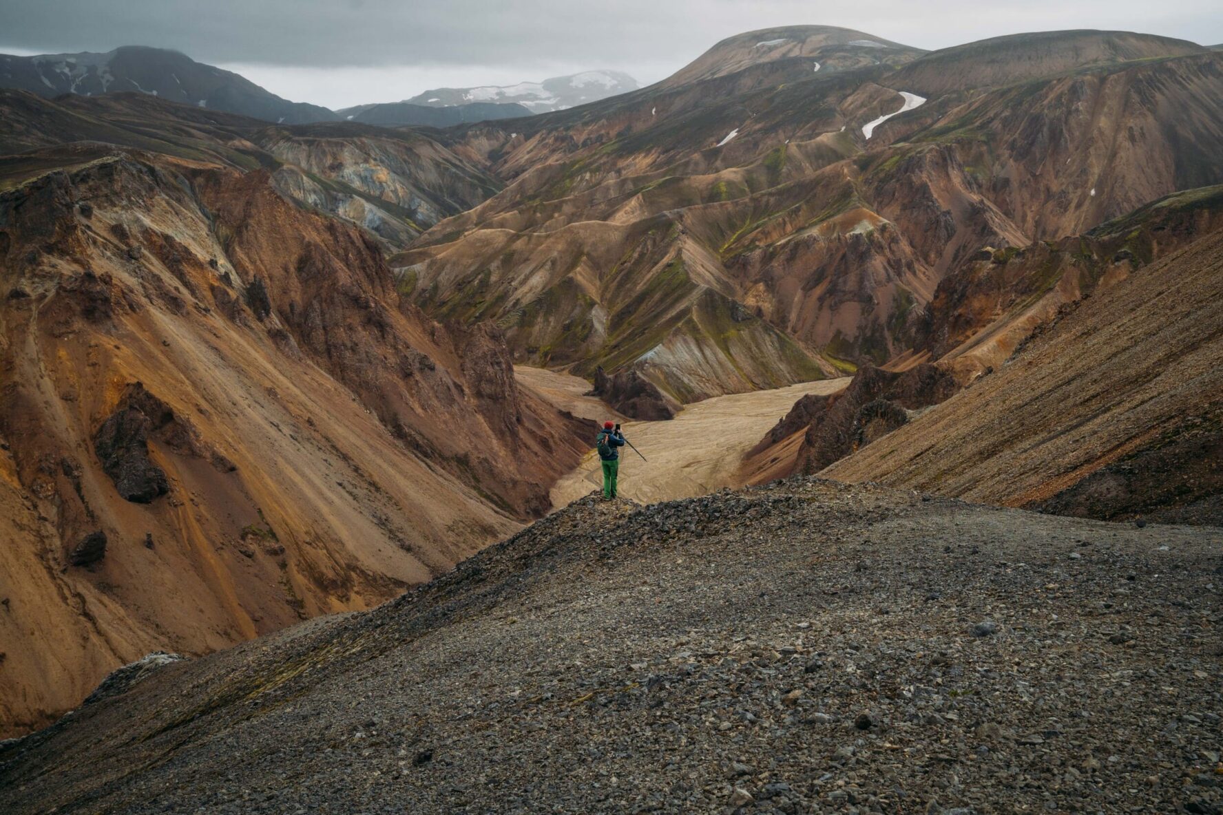Incredible views of Iceland and hiker