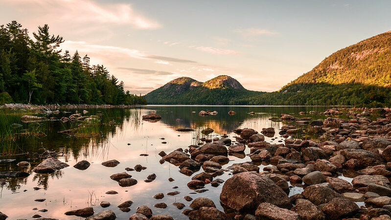 The Bubbles and Pemetic Mountain above Jordan Pond.